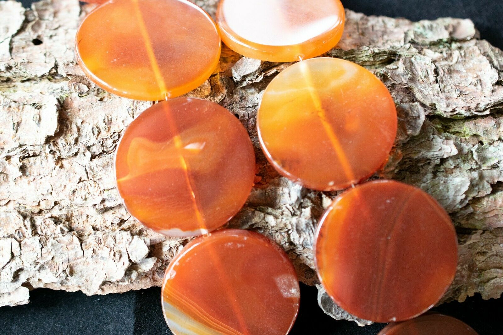 5 KARNEOLE ORANGE Ø 40 MM MÜNZFORM EDELSTEIN TOP!